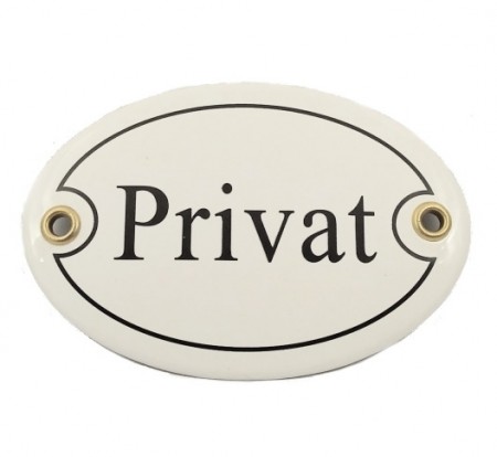 Emaljeskilt ovalt - privat