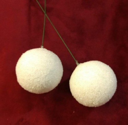 Snøball av bomull med glitter - 2 pk