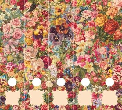 Ryggetiketter til ringperm - blomster 5 stk