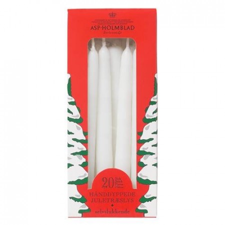 Hvite juletrelys - hånddyppede, 20 pk