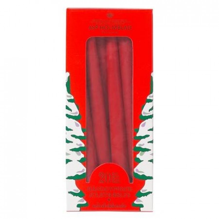 Røde juletrelys - hånddyppede, 20 pk