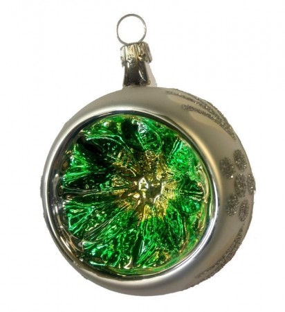 Glasskule med reflektor - sølv/grønn