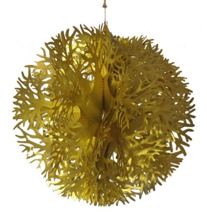 Rundt ornament i gull - original 1970-talls julepynt