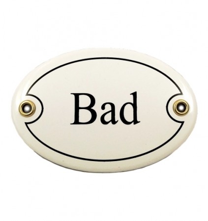 Emaljeskilt ovalt - Bad 10,5 x 7 cm