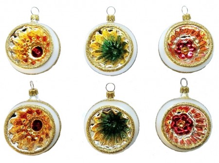 Juletrekuler med reflektor, sølv/flerfarget - 6 pk