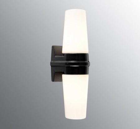 Dobbel vegglampe i porselen, sort