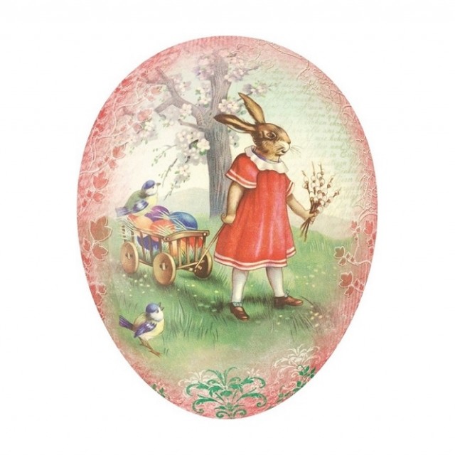 Gammeldags påskeegg med nostalgisk motiv.