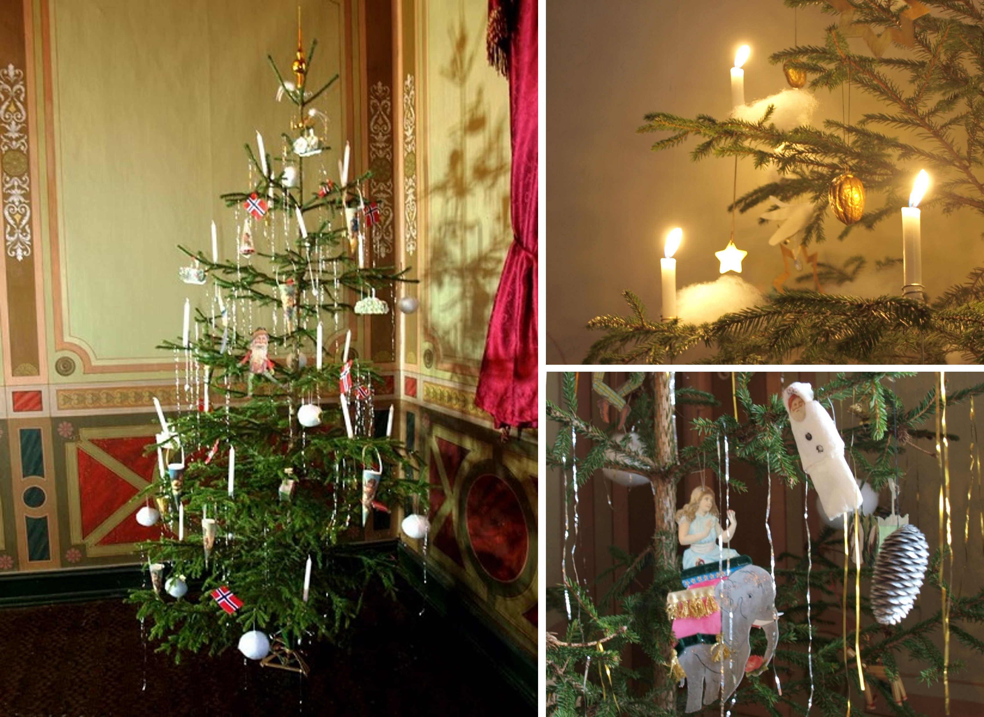 gammeldagse juletrær i Villa Bergfall