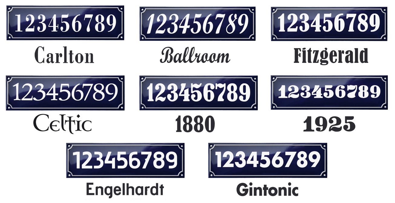 Valg av tall til emaljerte husnummerskilt
