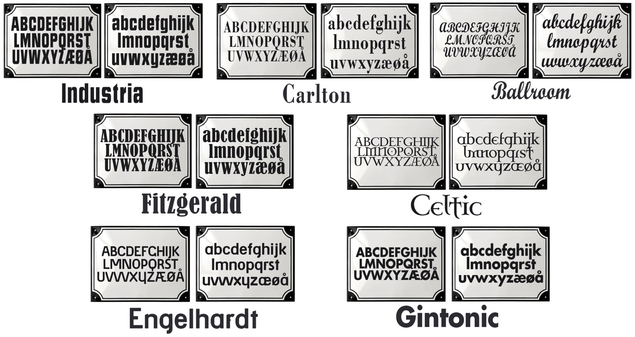 Valg av skrifttype til navneskilt Highlander